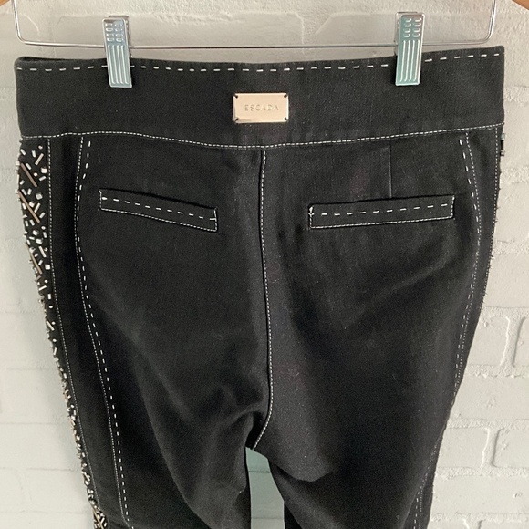 NWOT Escada Y2K Women’s Denim Jeans Blokecore Black Beaded Pockets 8 - Picture 2 of 16